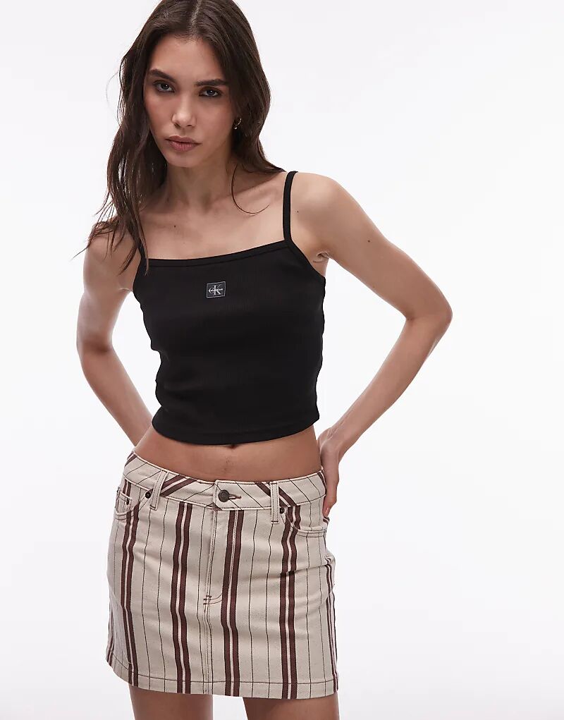 

Топ на бретельках с плетеной этикеткой Calvin Klein Jeans черного цвета