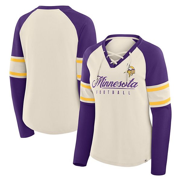 

Женская футболка Minnesota Vikings Hometown Gridiron Hero с длинным рукавом, V-образным вырезом и шнуровкой Fanatics