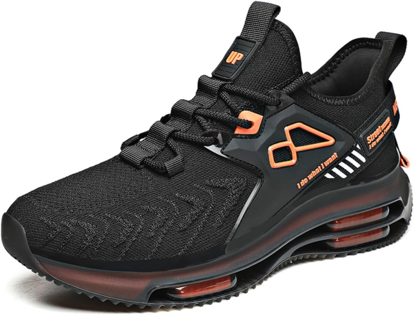 

Мужские высококачественные кроссовки для ходьбы, с двойной воздушной подушкой, легкие для тренировок, дышащие модные повседневные кеды из сетки Khwfjas, оранжевый