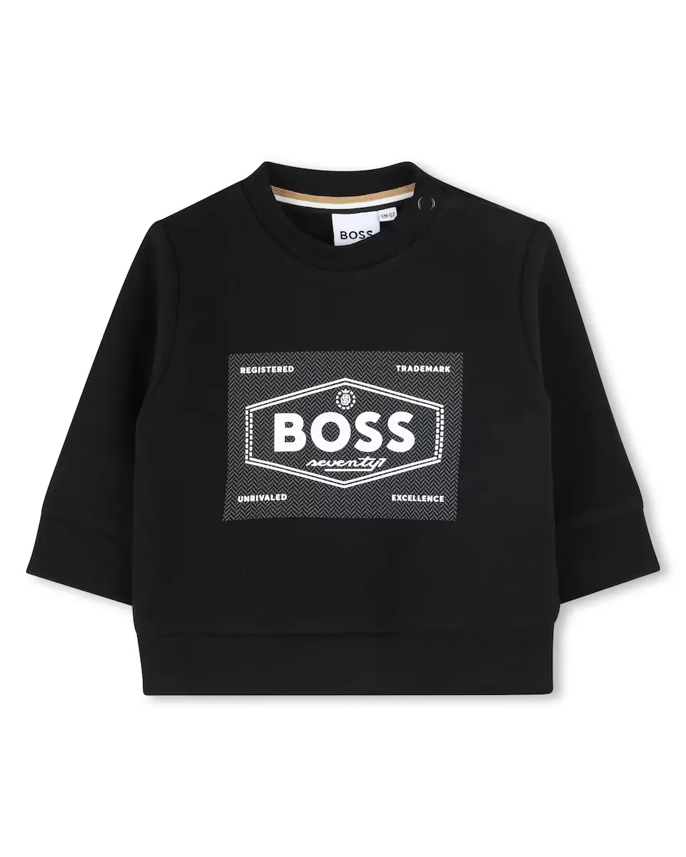 

Толстовка для мальчика с круглым вырезом и принтом спереди BOSS Kidswear, черный