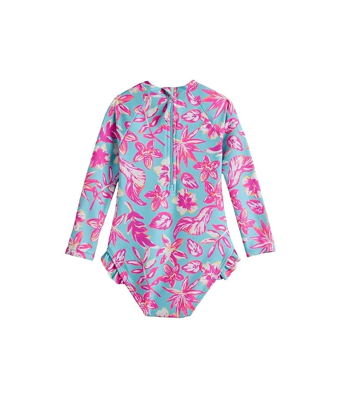 Купальник с воланами Tropical Glow Recycled Leg Frill Surf Suit Snapper Rock Kids, Blue — фото 2
