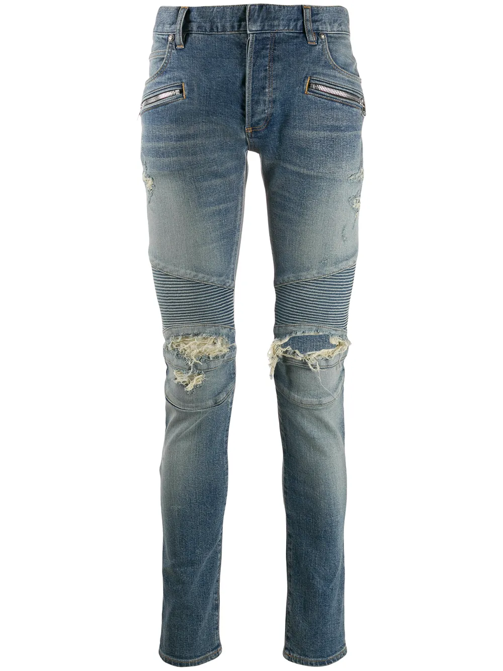 

Джинсы кроя слим с прорезями BALMAIN, синий
