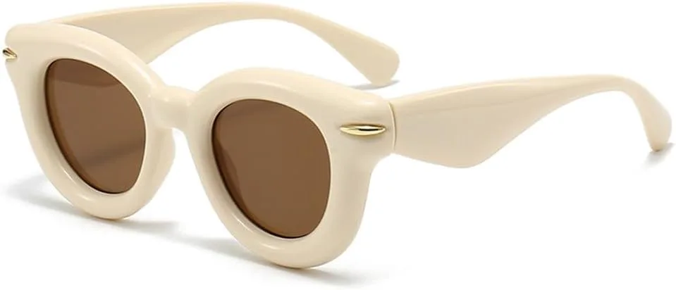 

Круглые панк-солнцезащитные очки для женщин, спортивные солнцезащитные очки в винтажном стиле стимпанк, солнцезащитные очки UV400 LANGSER, C4 Beige Brown