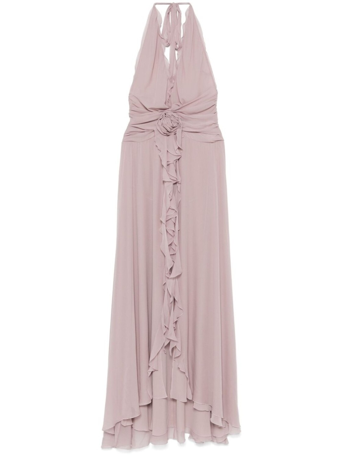 

Blumarine платье макси с цветочной аппликацией, серый