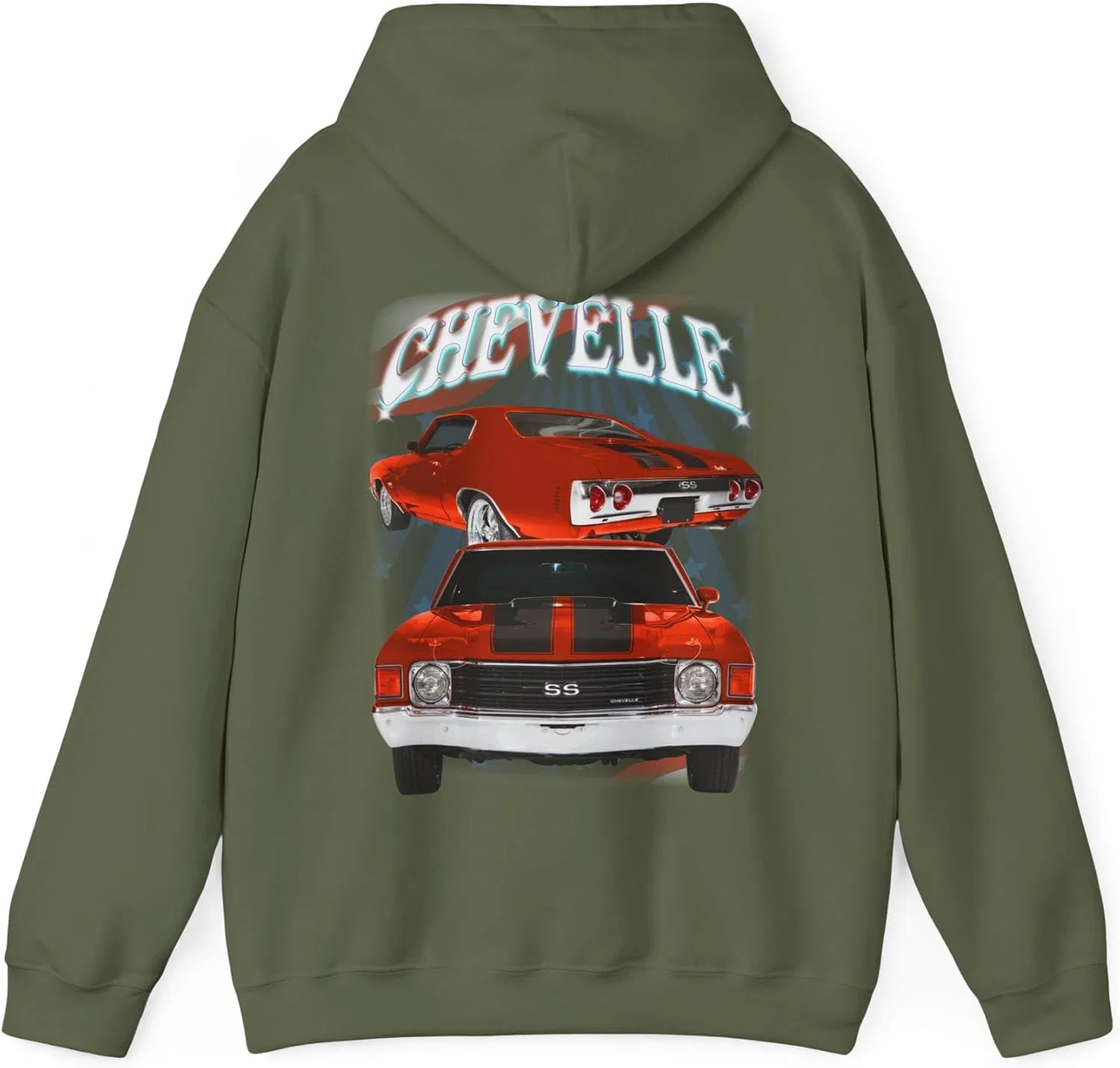 Толстовка Orange 1972 Chevelle в подарок автолюбителю, классика, хот-род GENERIC, темно-зеленый — фото 2