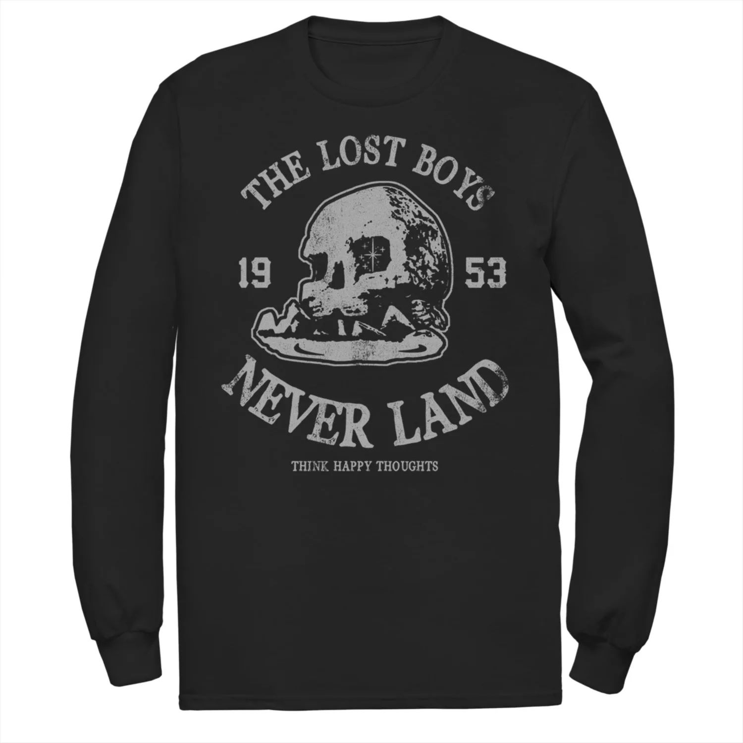 

Мужская футболка с длинными рукавами Disney Peter Pan The Lost Boys Never Land 1953 Skull Island Licensed Character