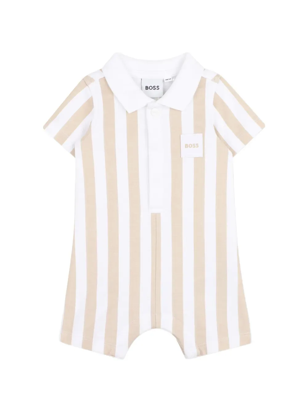 Полосатый купальник с воротником BOSS Kidswear, белый