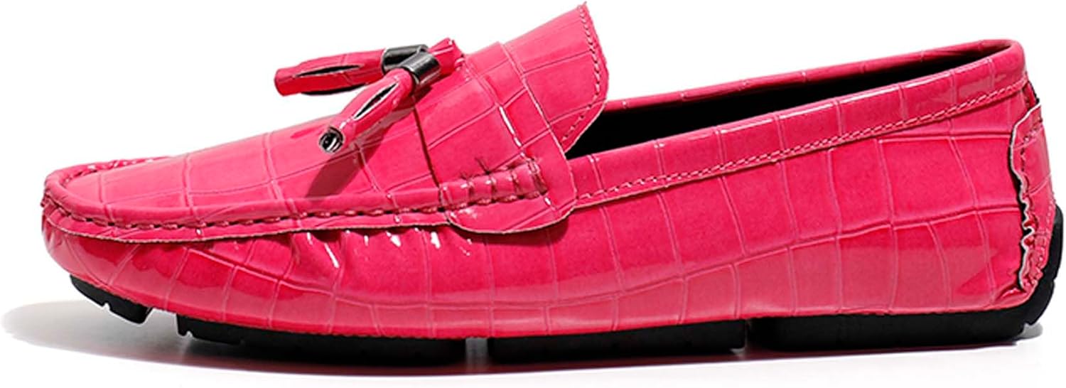 

Лоферы для мужчин, модные из лакированной кожи с блестящей поверхностью Generic, розовый