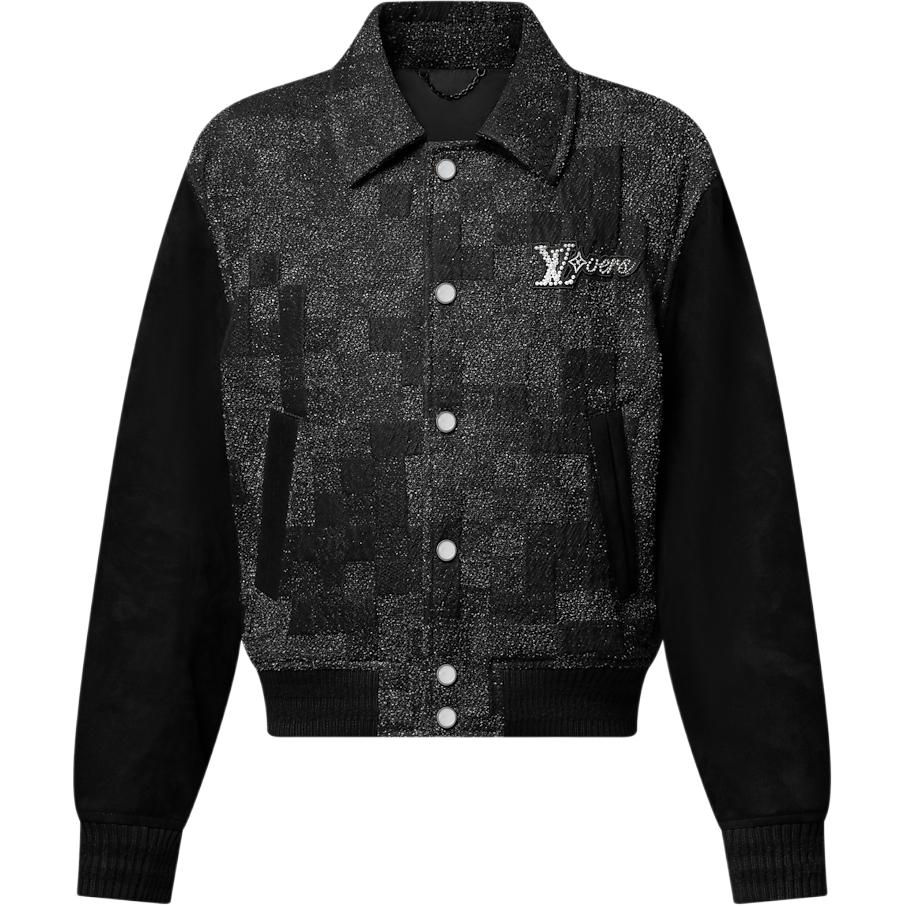 

Комбинированная кожаная университетская куртка-блузон Louis Vuitton, черный