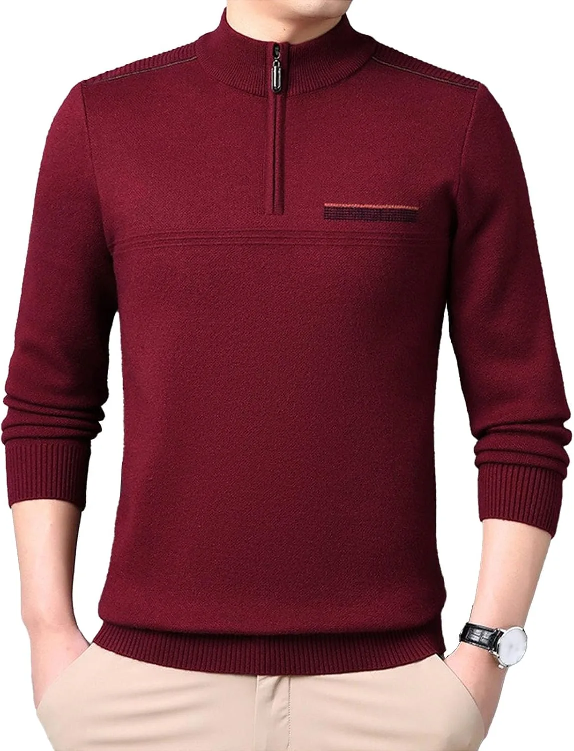 Мужской свитер с четвертью молнии Slim Fit