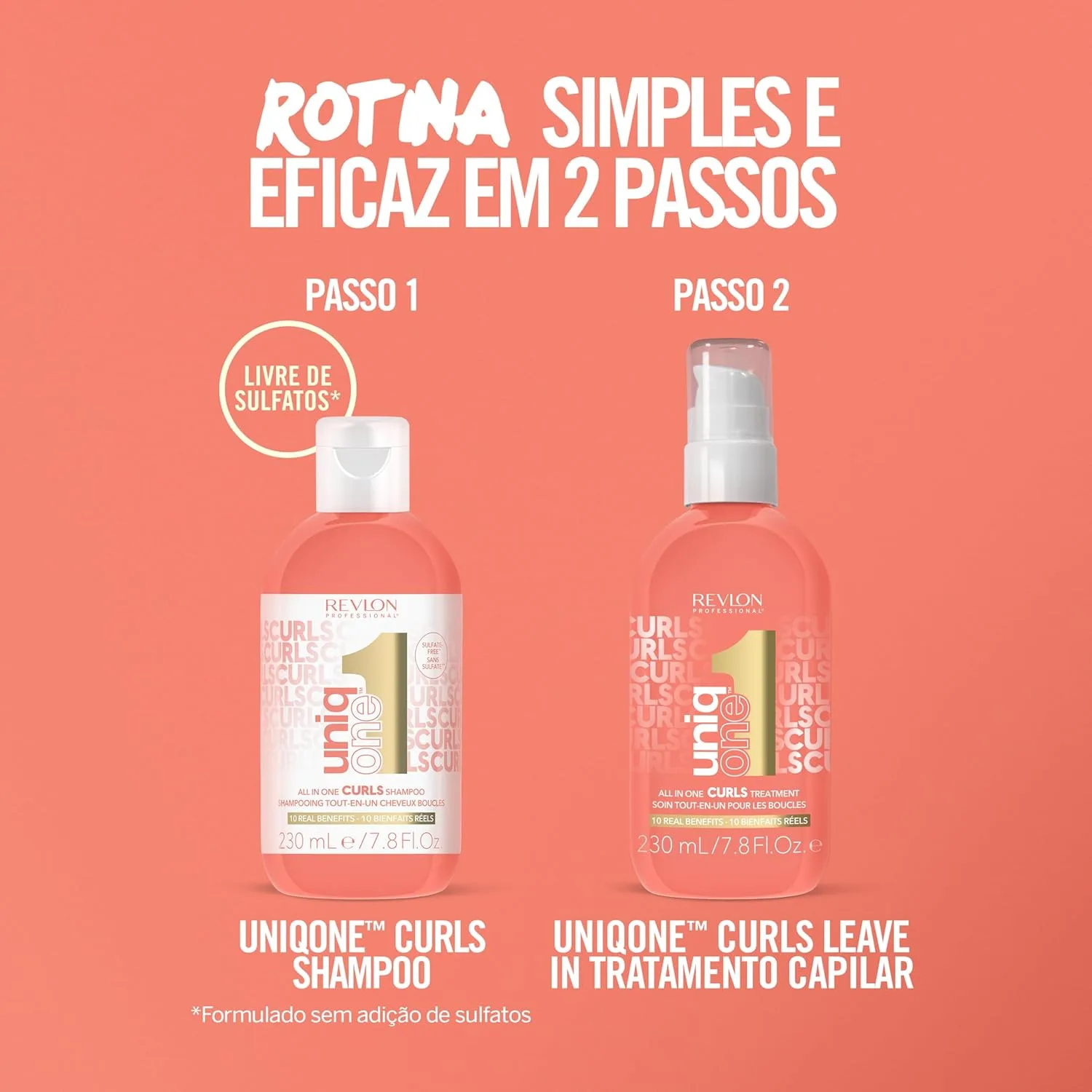 REVLON PROFESSIONAL UniqOne Curls шампунь, 10-в-1 формула без сульфатов для кудрявых волос, определяет завитки, контролирует пушистость, увлажняет, безопасен для окрашенных волос и веганский, 228 мл — фото 4