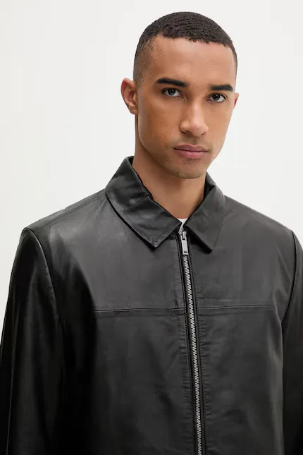 Куртка кожаная классическая Calvin Klein, черный — фото 4