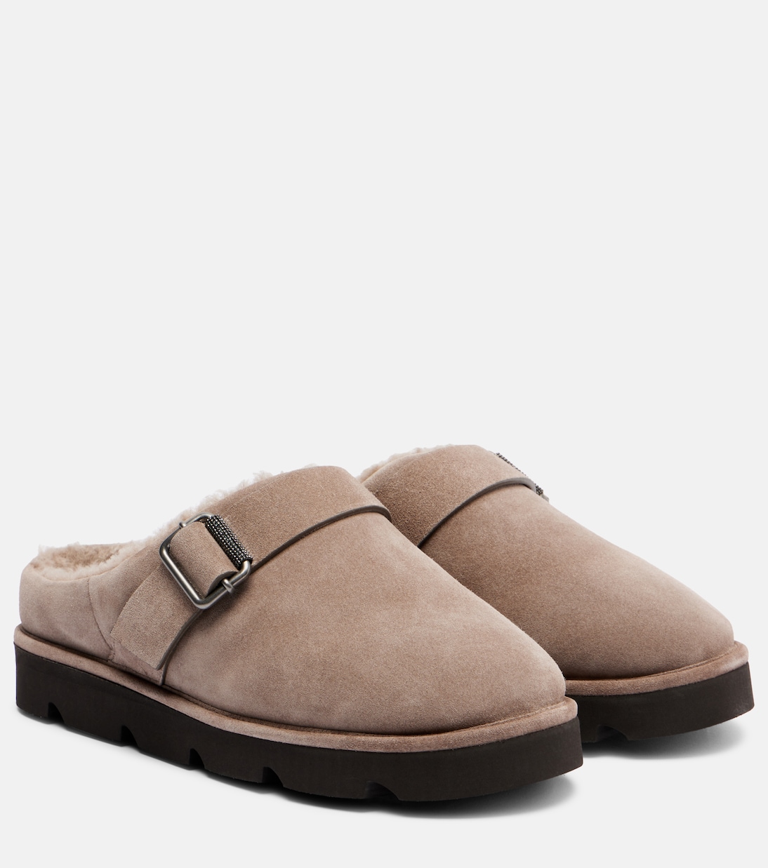 Замшевые тапочки Monili Brunello Cucinelli, Vigogna