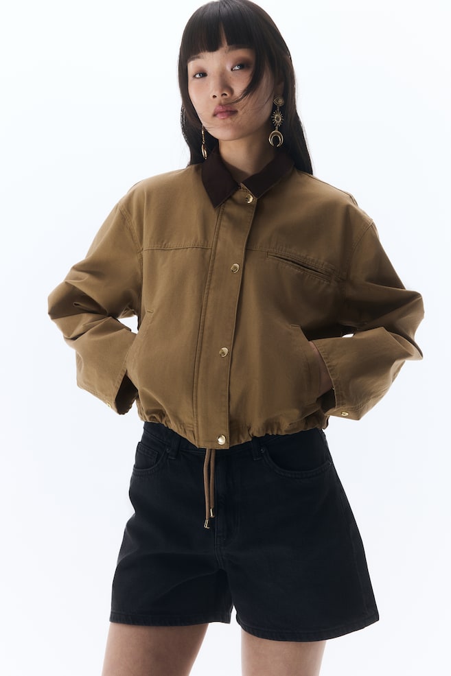 

Короткая хлопковая куртка H&M, бежевый