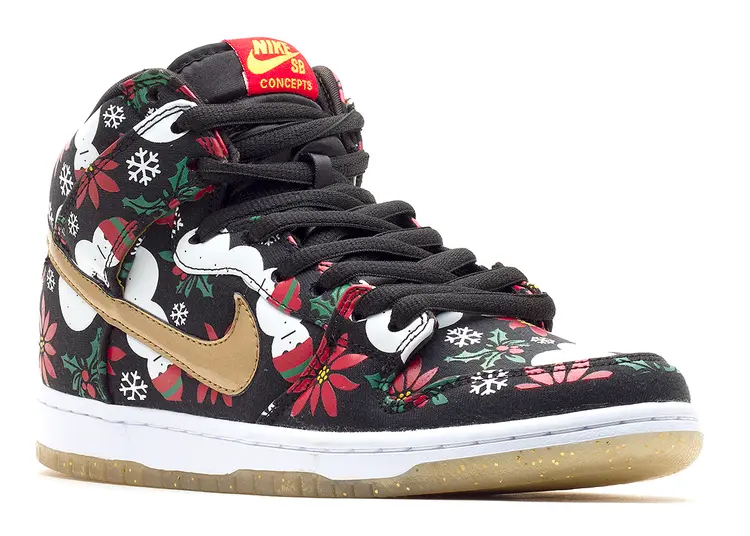 Кроссовки Nike Concepts x Dunk High SB Premium 'Ugly Christmas Sweater', черный — фото 2