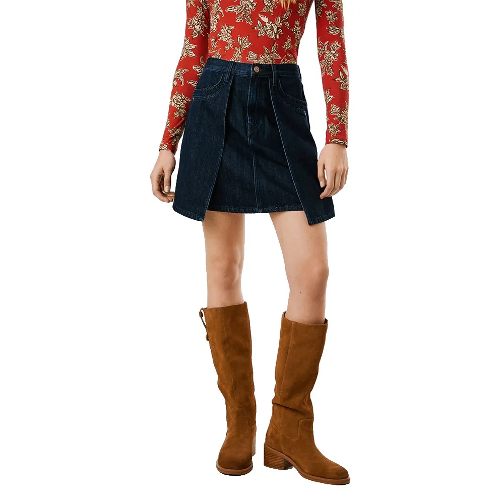 

Юбка Pepe Jeans Mini Patch High Waist Short Denim, синий