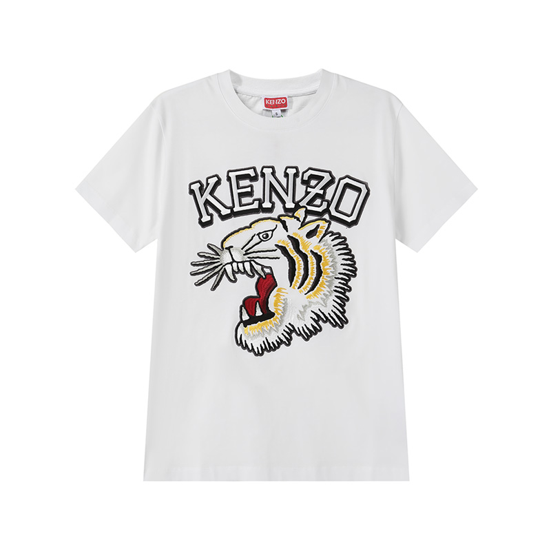 

Футболка с вышитым логотипом и круглым вырезом KENZO, белый