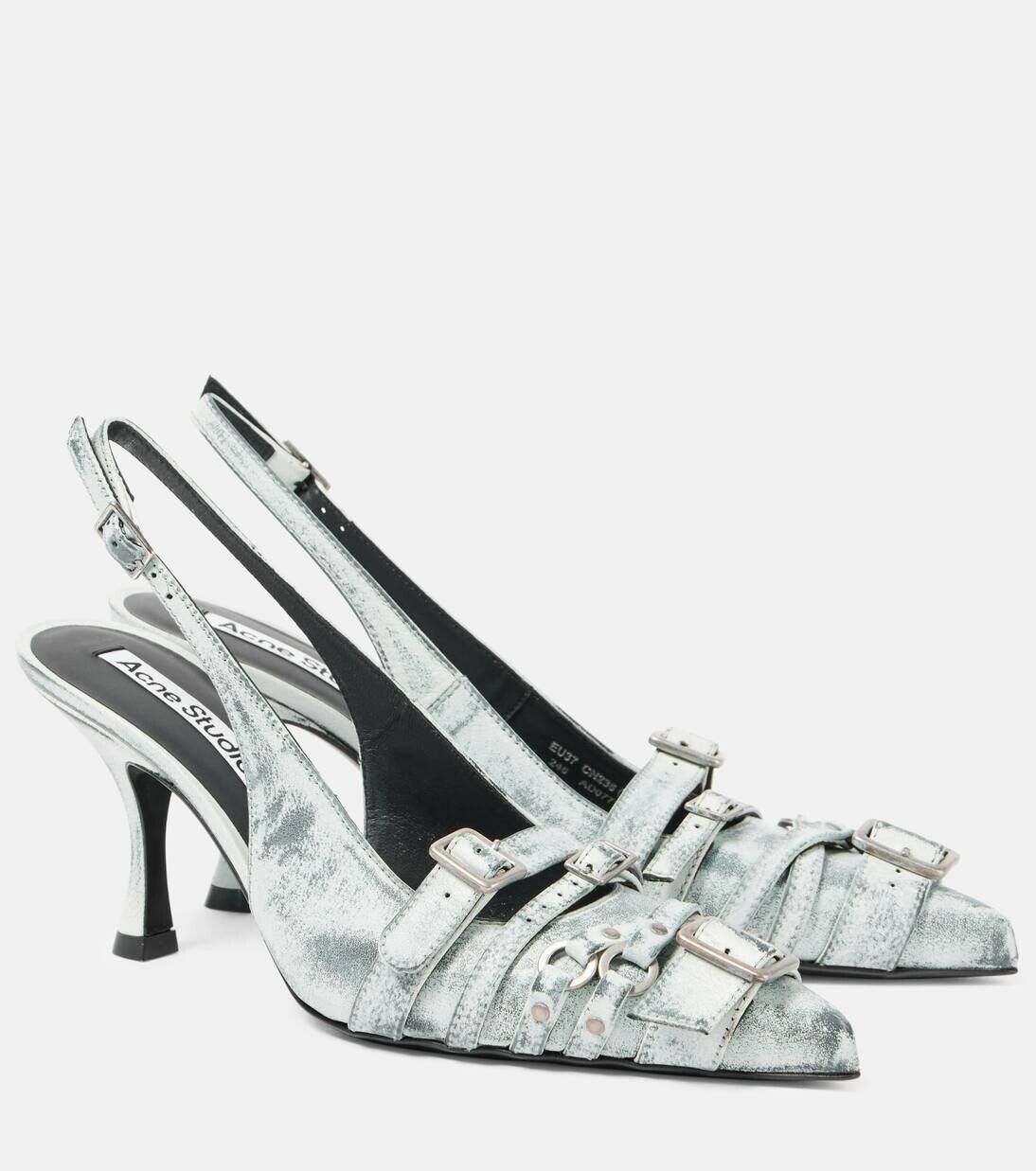Кожаные туфли-лодочки с открытой пяткой Acne Studios, цвет white/black