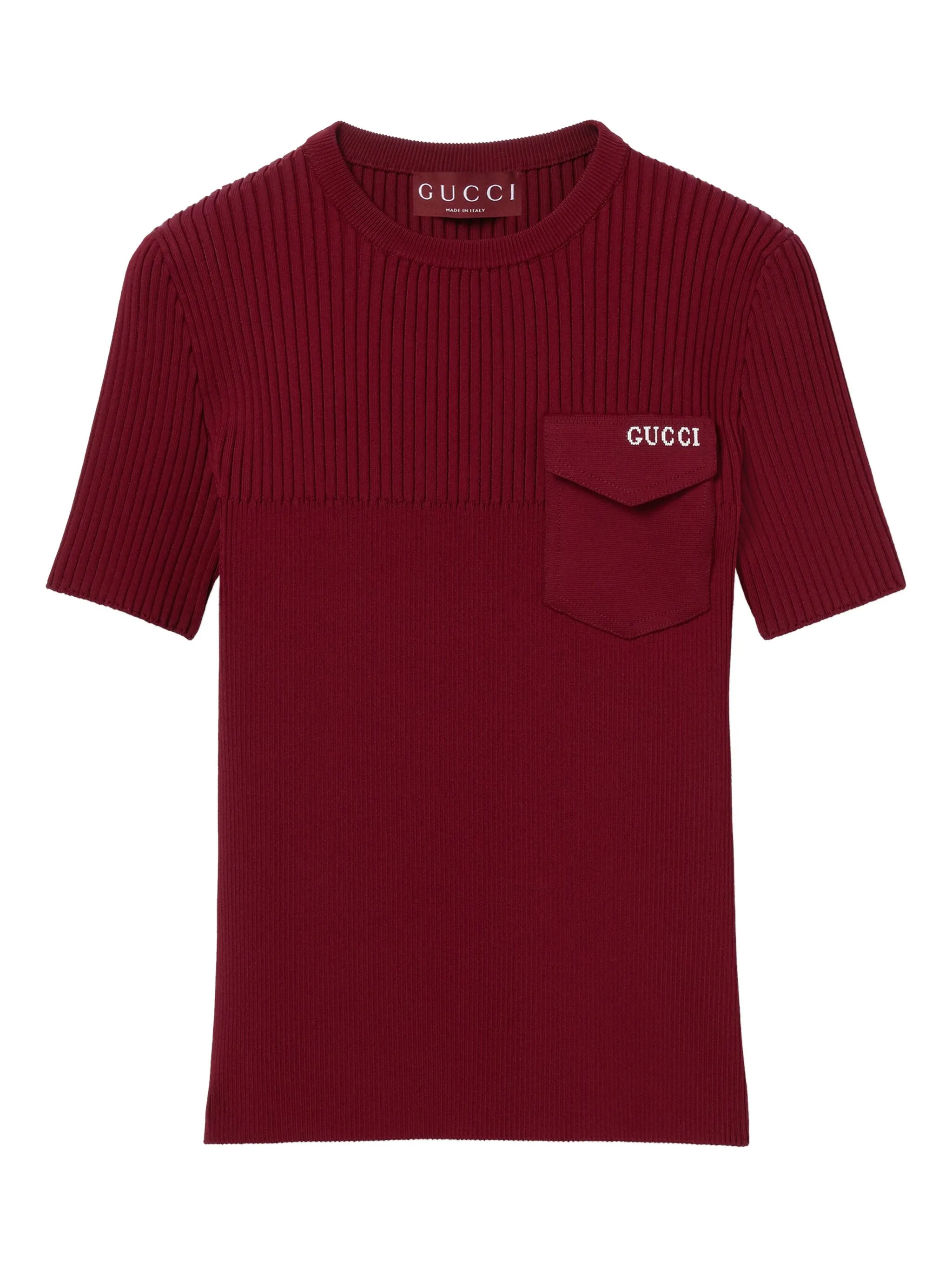 

Топ в рубчик с карманом Gucci, красный