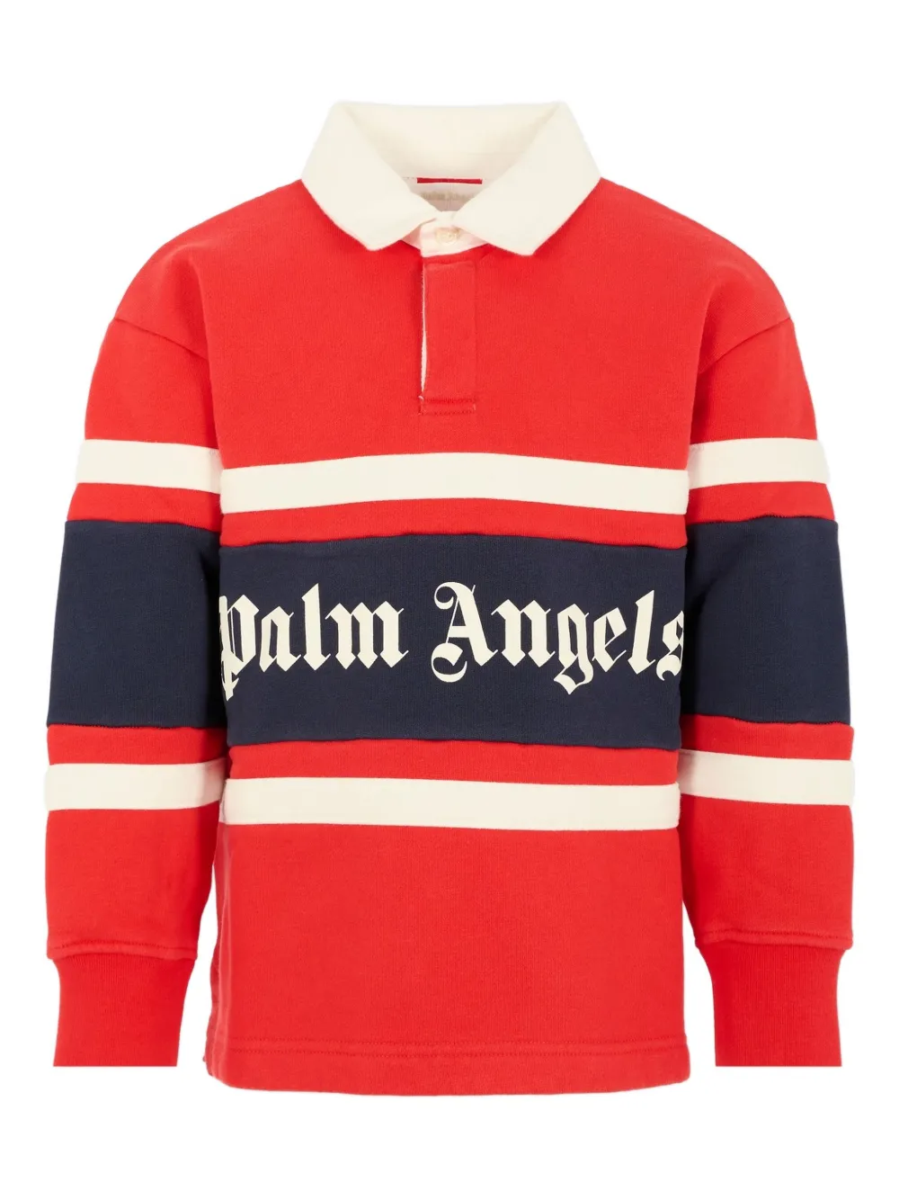 

Поло с длинными рукавами и принтом в полоску Palm Angels Kids, красный