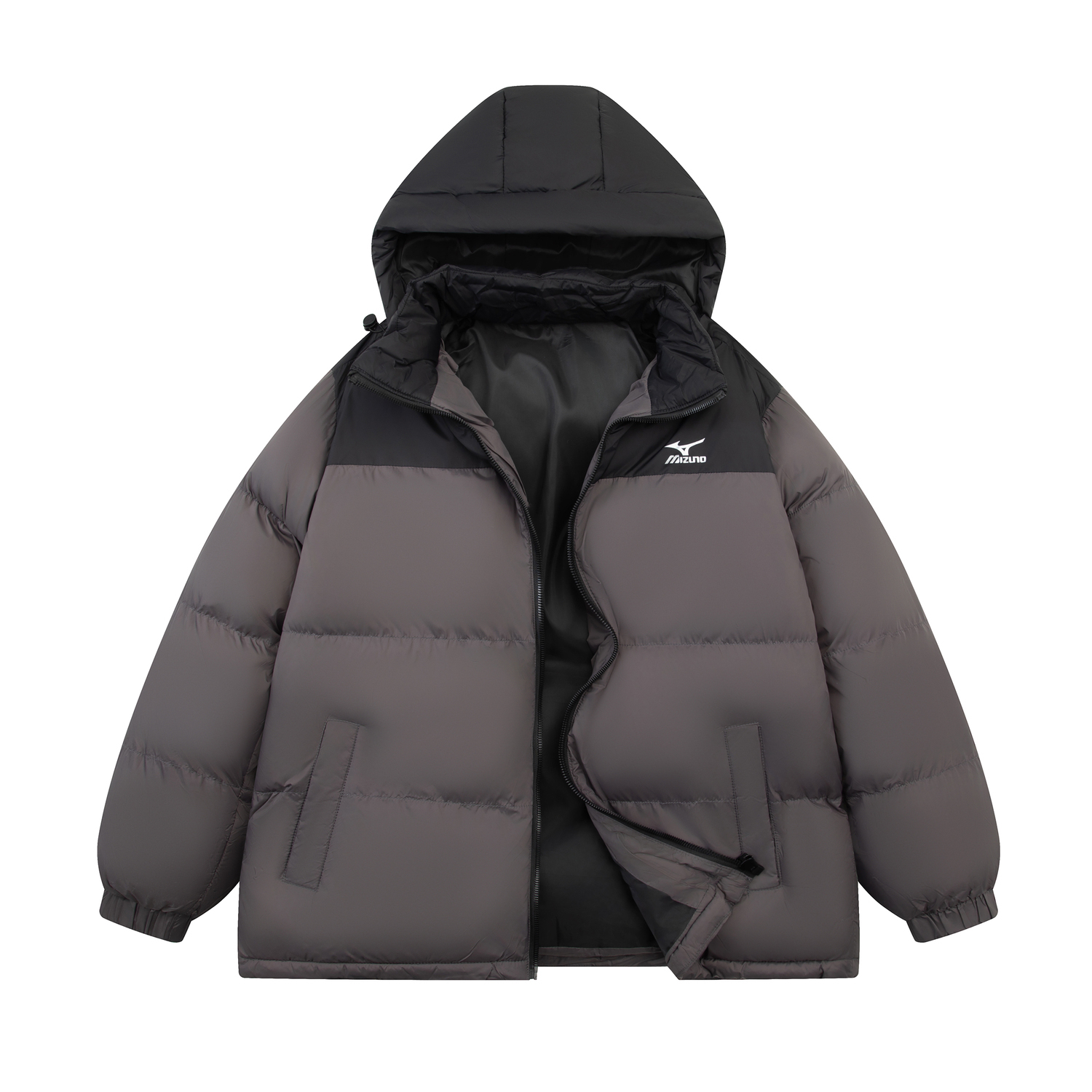 

Пуховая куртка унисекс с капюшоном, утепленная, с подкладкой Mizuno, серый