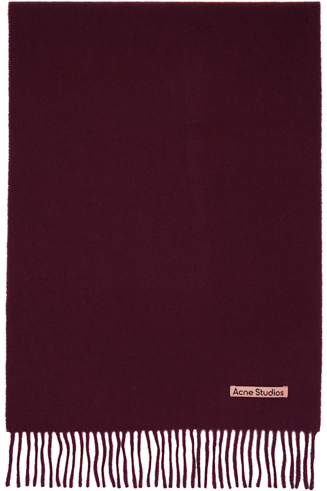 

Acne Studios Узкий шерстяной шарф бордового цвета с бахромой