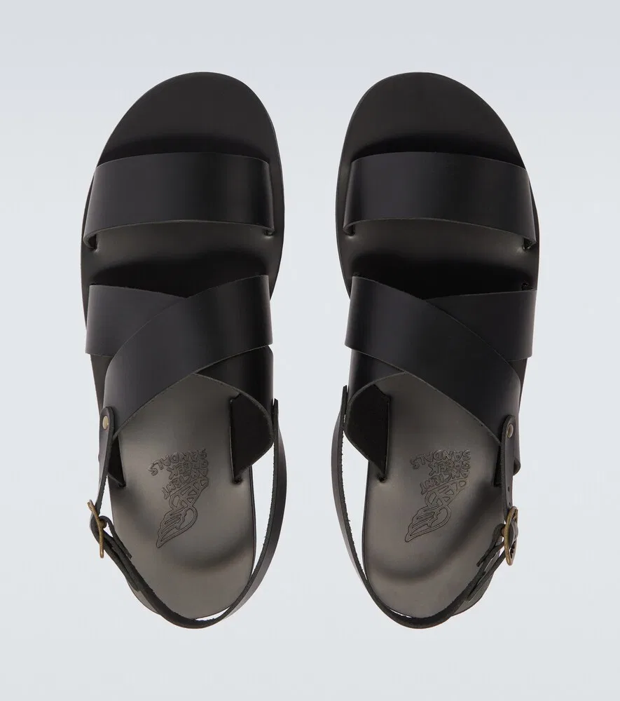 Кожаные сандалии-слингбэки Miltos Ancient Greek Sandals, черный — фото 4