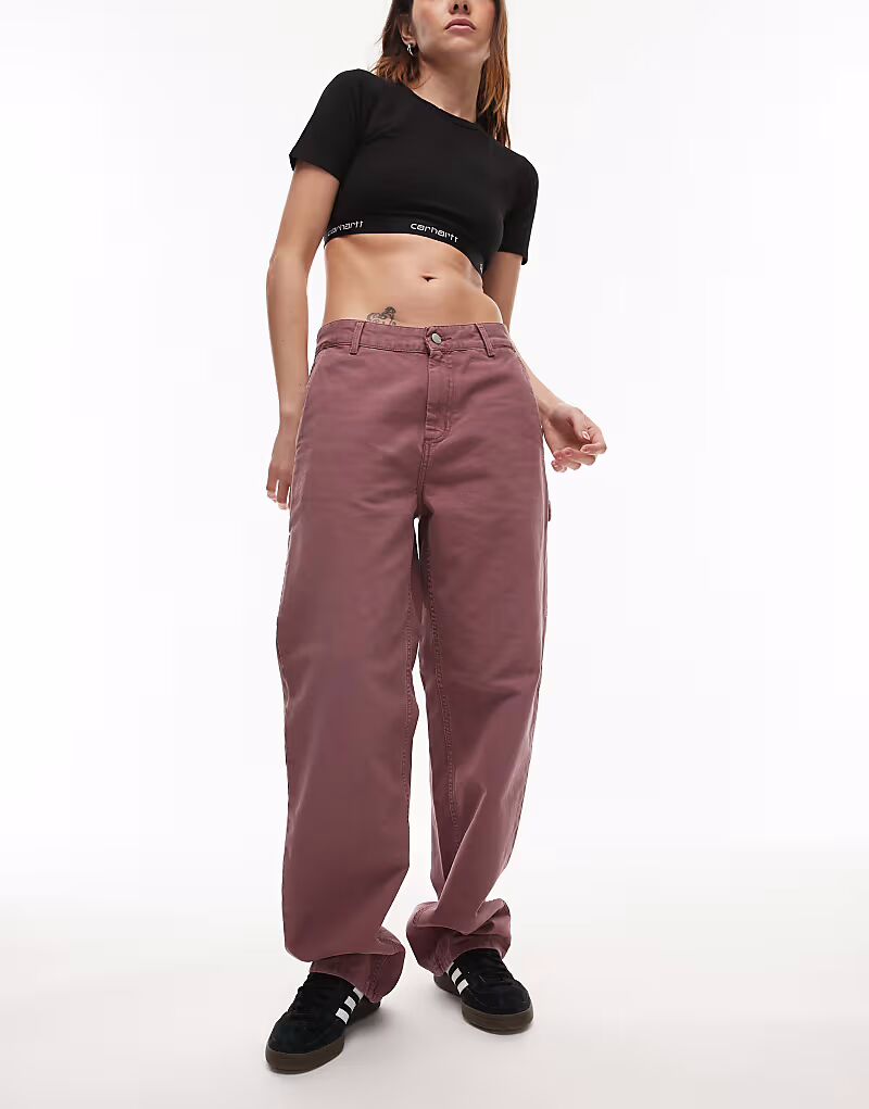 

Брюки Carhartt WIP Pierce в темно-розовом цвете