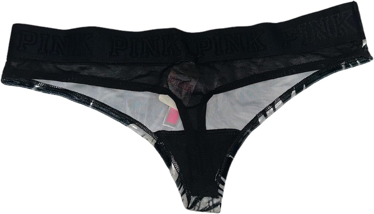Трусики-стринги Victoria's Secret Pink с логотипом из хлопка, бархатные, разноцветные, новые, Multicolor Tropical — фото 2