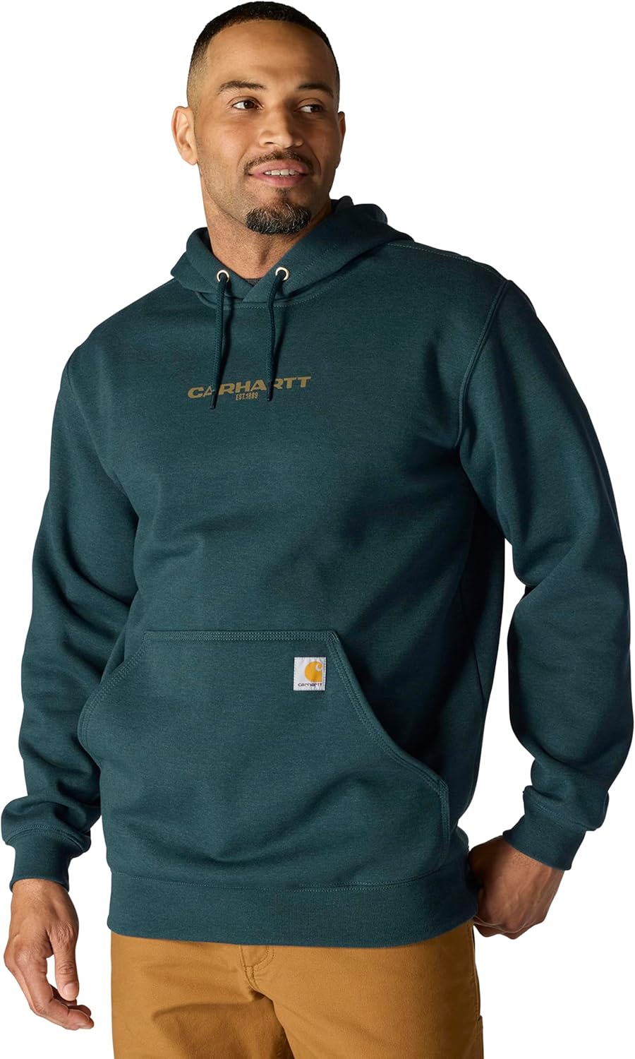 

Carhartt мужская толстовка Midweight 1889 Graphic с технологией Rain Defender, свободный крой, Greenstone Heather