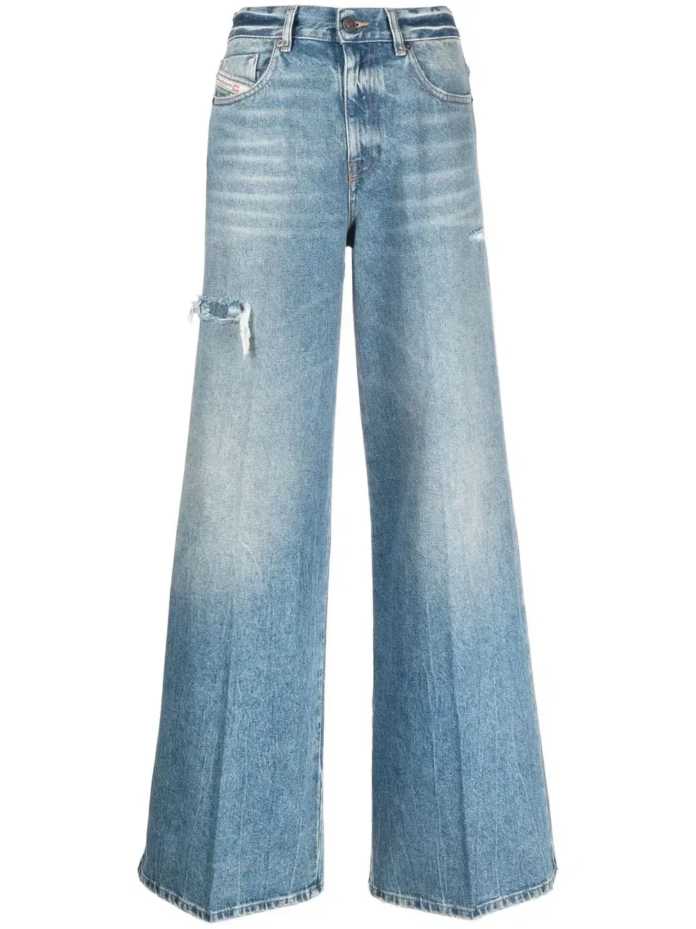 Джинсы bootcut с эффектом потертости DIESEL, синий