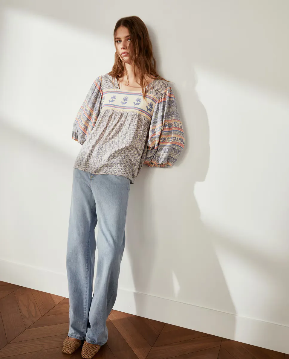

Блузка женская из бамбука с каймой Southern Cotton, синий