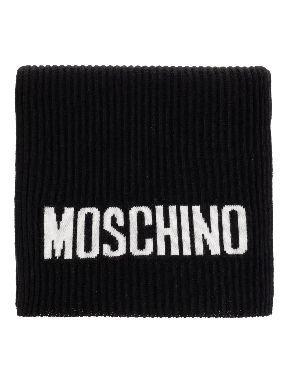 

Шарф в рубчик с логотипом Moschino, черный