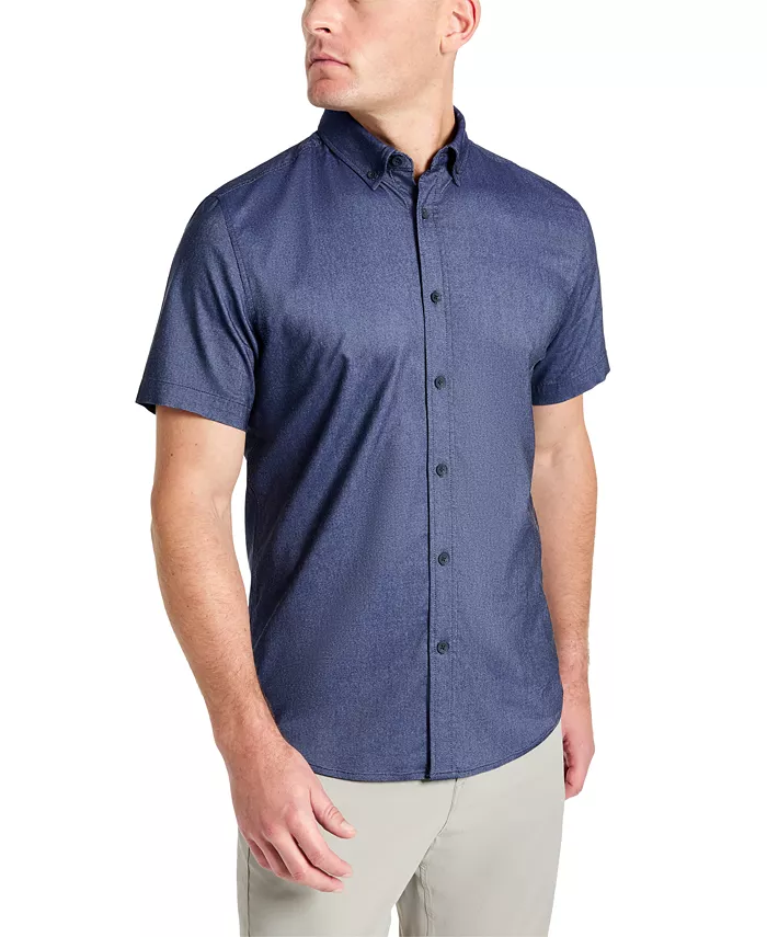 

Мужская спортивная рубашка с коротким рукавом Slim Fit на пуговицах Kenneth Cole, синий