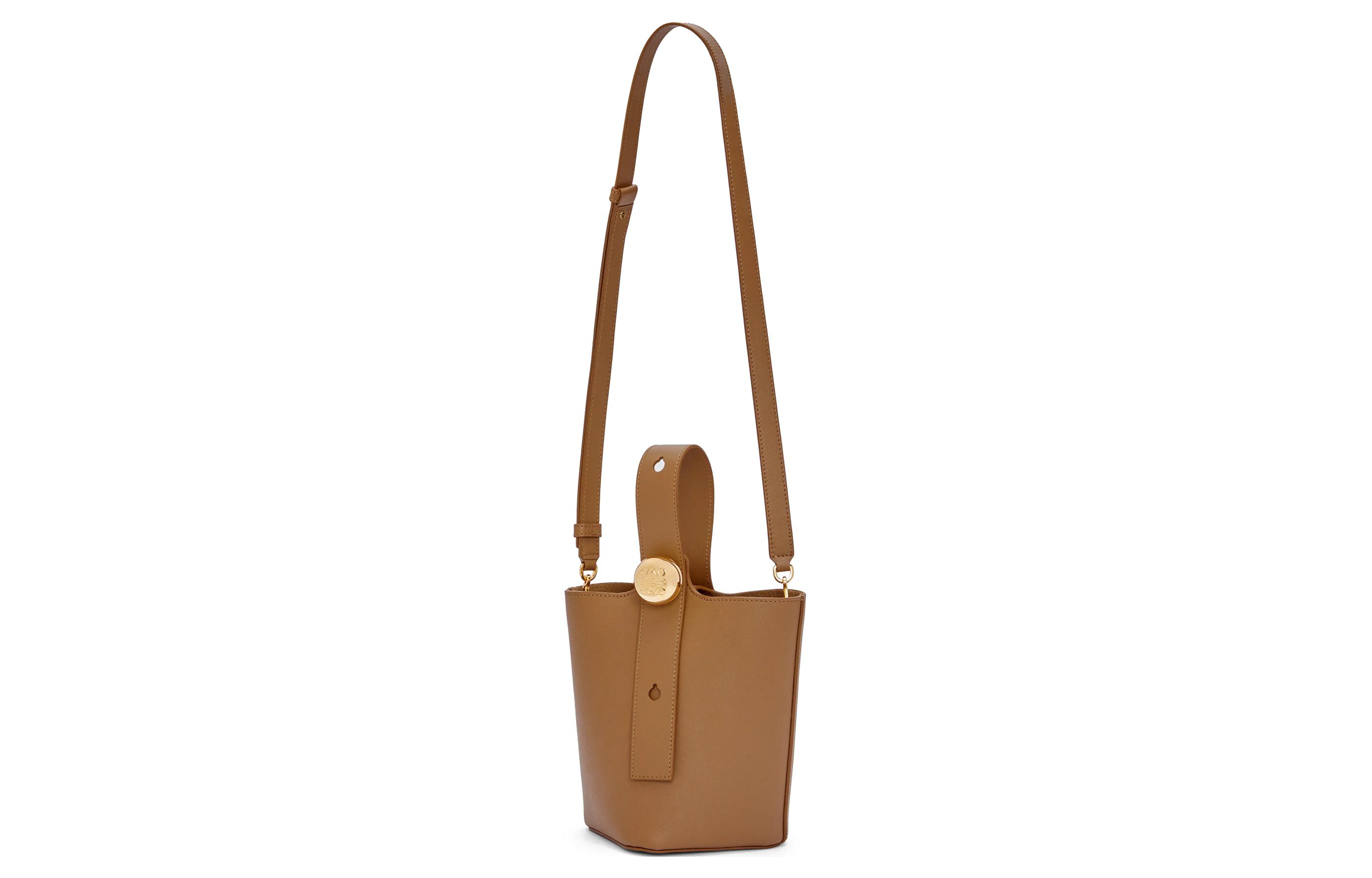 LOEWE Мягкая кожаная ведерко, сумка через плечо, кроссбоди, мини-клатч для женщин, коричневый — фото 4