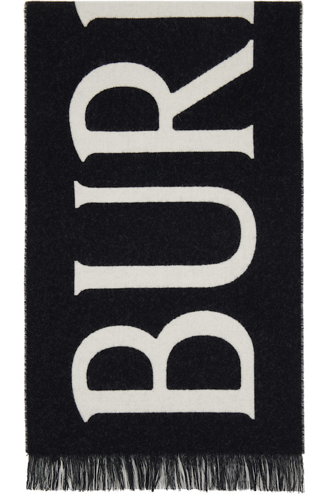 

Burberry Черный шерстяной шарф с логотипом