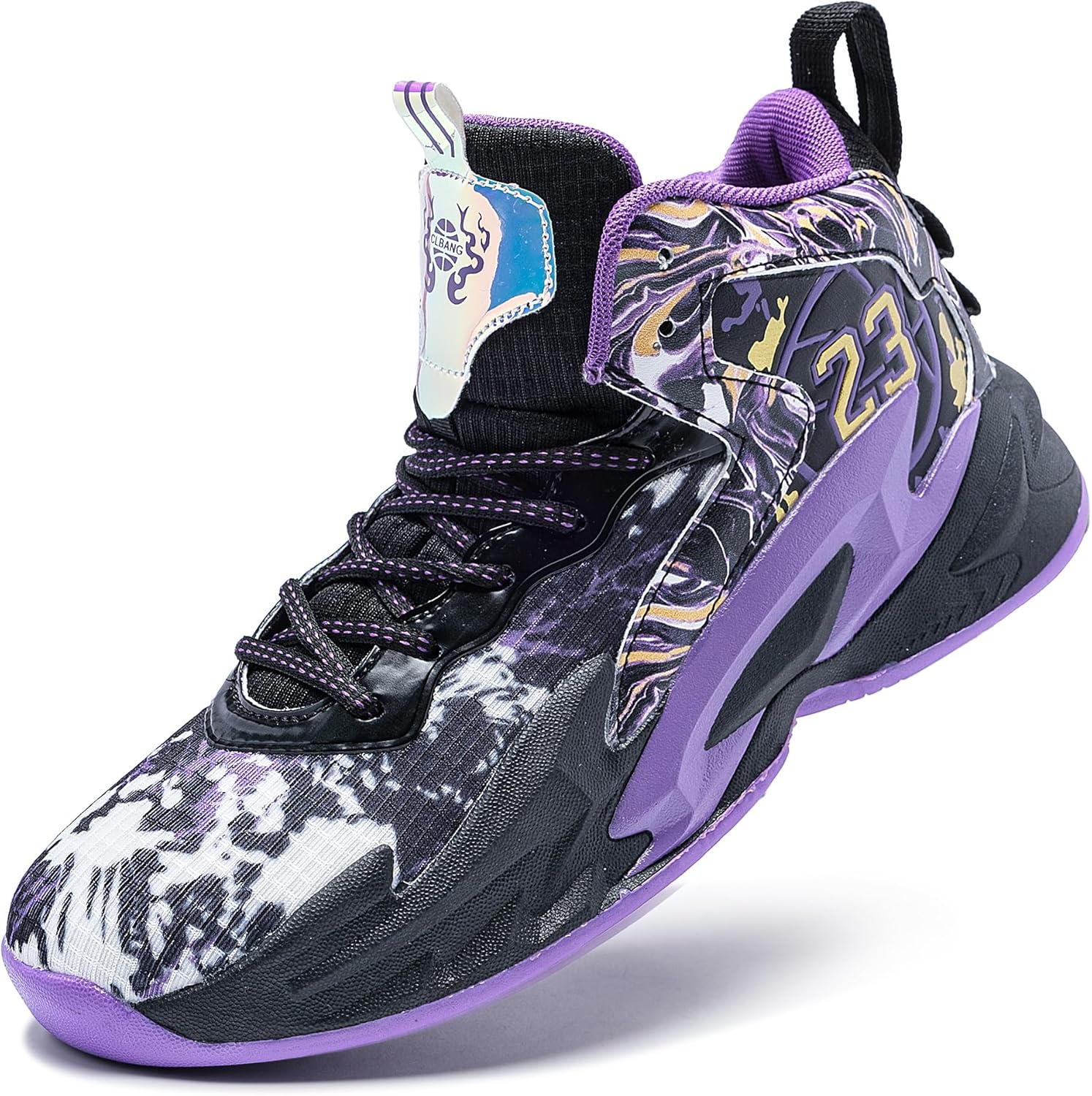 

Мужские баскетбольные кроссовки, дышащие, с противоскользящей подошвой, модные, с граффити, для тренировок и улицы Kniaiwx, пурпурный