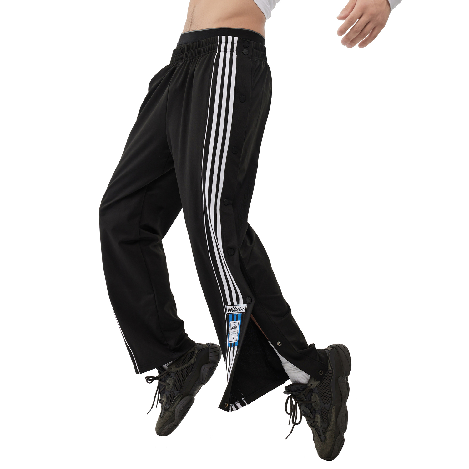 

Брюки повседневные на молнии свободного кроя с вертикальными линиями и широкими штанинами унисекс черный VEIDOORN, графитово-черный