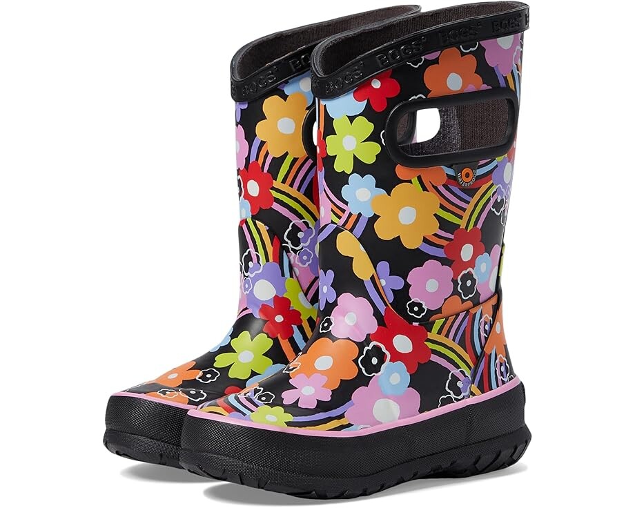 

Ботинки Bogs Kids Rain Boots Rainbow Flower, черный мульти