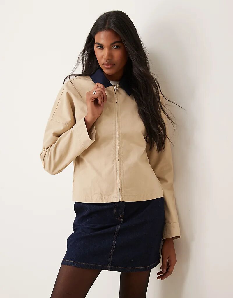 

Контрастный воротник холщовая куртка в камне ASOS DESIGN