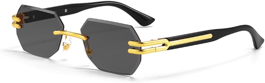 

Ретро-солнцезащитные очки без оправы для мужчин и женщин в стиле панк, прямоугольные солнцезащитные очки без оправы, маленькие, с защитой от УФ-излучения UV400 MTZJH, 1