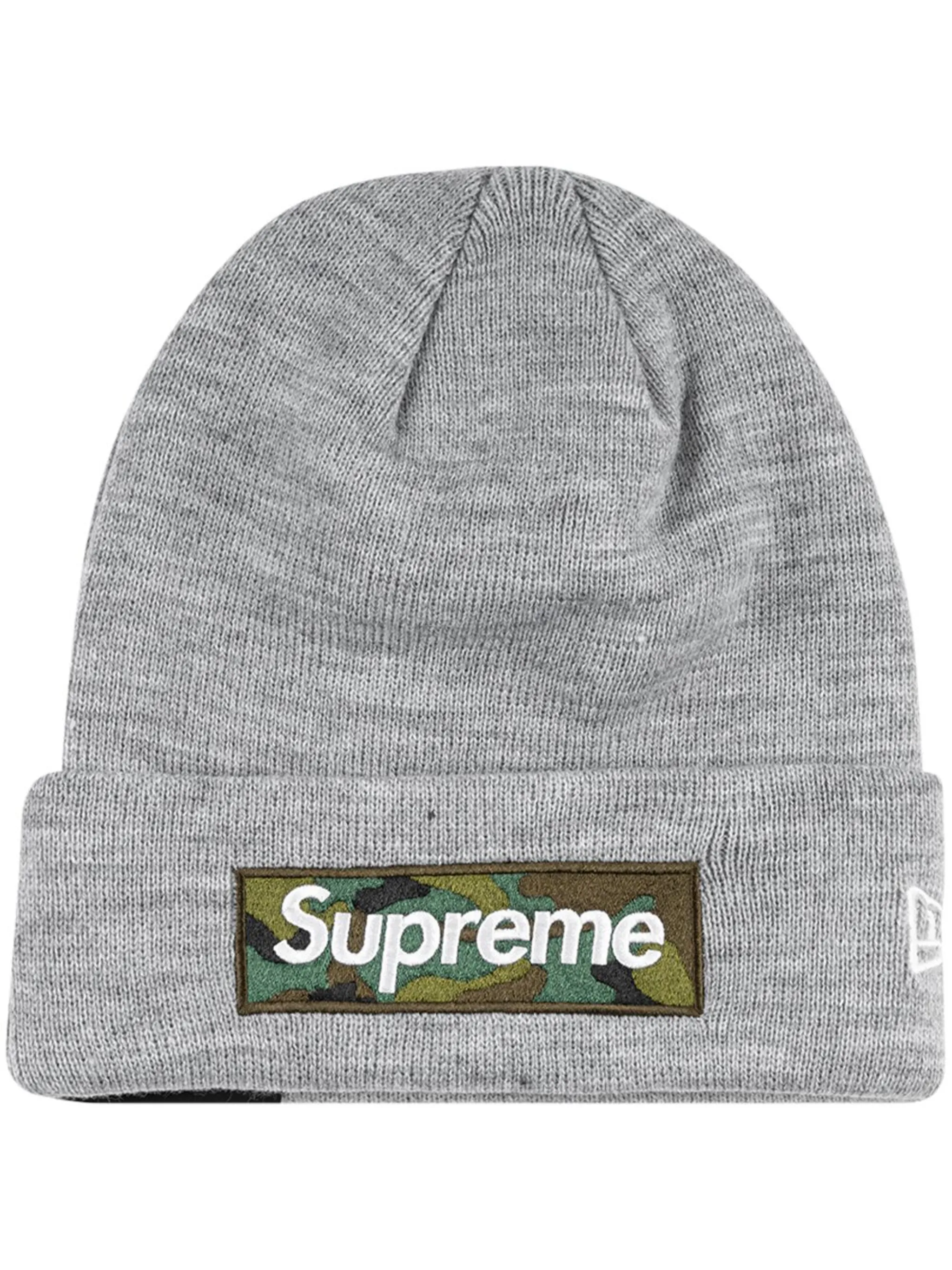 

Шапка бини с логотипом из коллаборации с New Era Supreme, серый