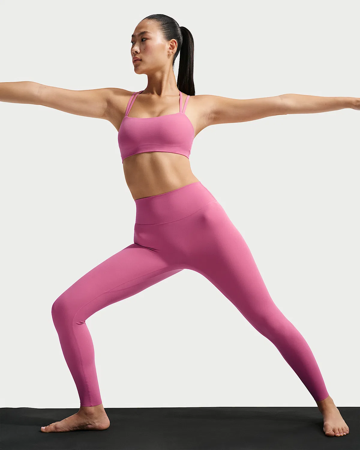 Женские леггинсы Nike Zenvy с высокой талией, полной длиной, без переднего шва, Peony/White — фото 4