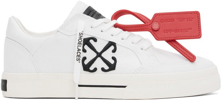 

Белые холщовые вулканизированные кроссовки Off-White, Белый, Белые холщовые вулканизированные кроссовки Off-White