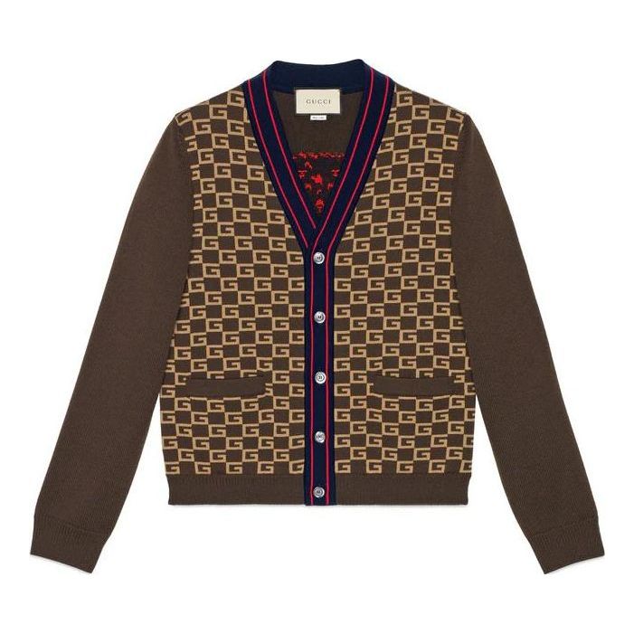 

Кардиган Gucci Square G Tiger Knit Cardigan 'Brown' 522543-X9U22-2097, коричневый