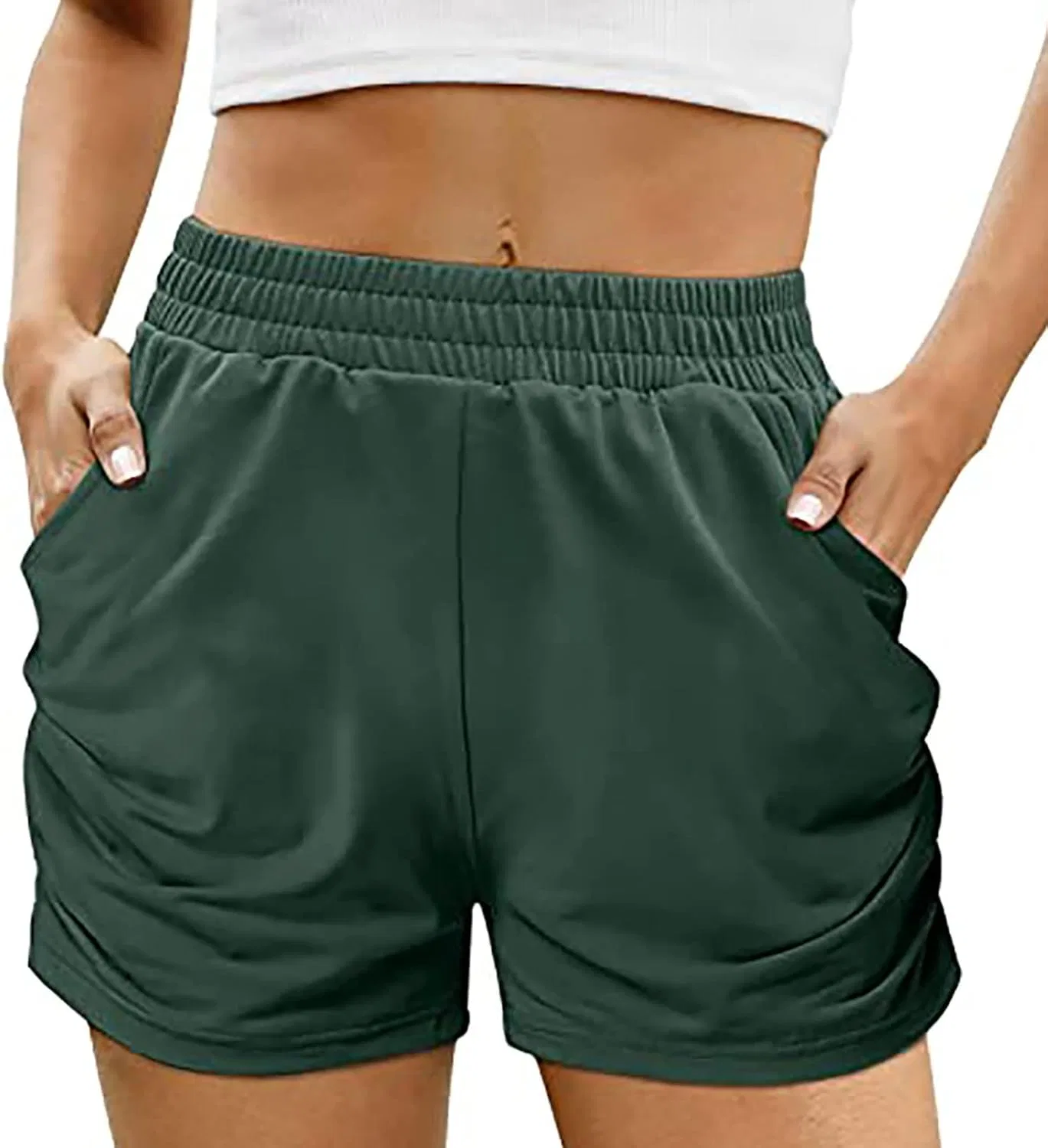 Шорты спортивные женские, Elastic Waist, Generic, Green