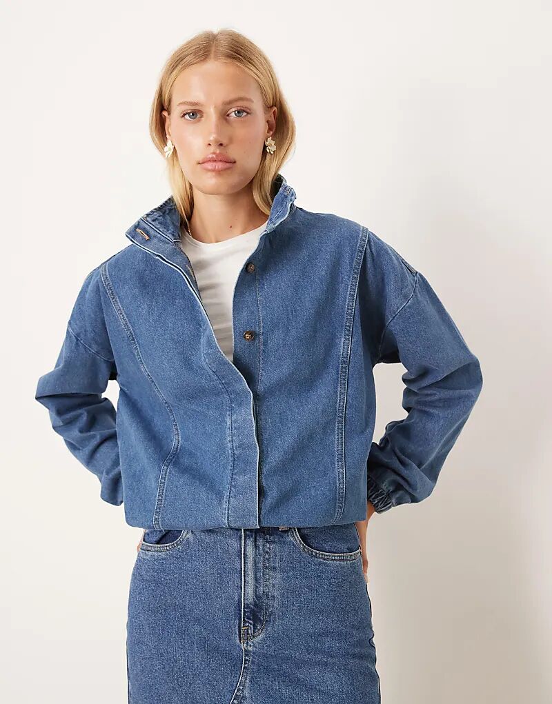 

Куртка свободного кроя с воротником-стойкой ASOS DESIGN цвета индиго