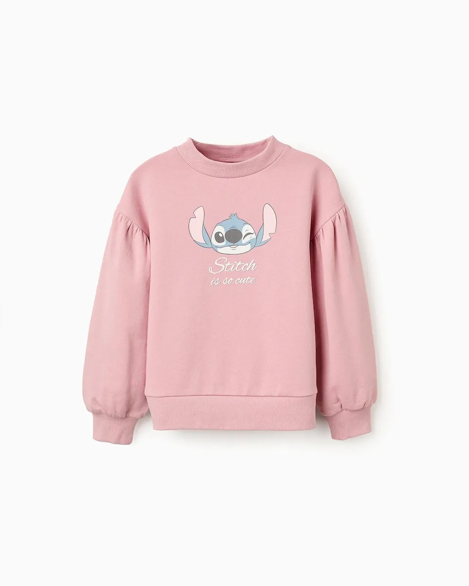 

Детский свитшот, 100% хлопок, с принтом Ститч, с опущенными плечами Zippy, розовый