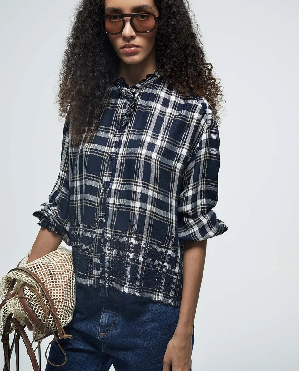 

Рубашка в клетку Sfera, синий