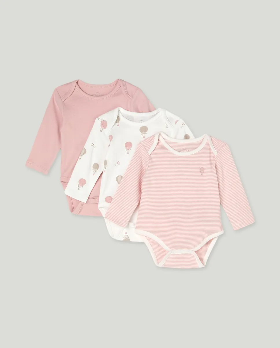 

Набор из трех боди с длинным рукавом для малышей Cotton Juice, красный
